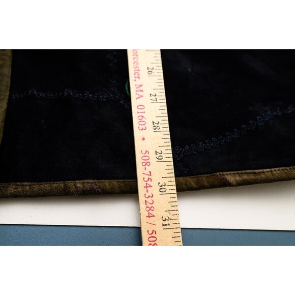 Copacabana Suede leather black quited jacket embroidered floral patchwork L 42 - Picture 7 of 7